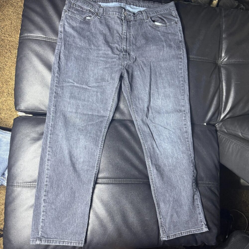 Levi's 514 Men's Straight Jeans‎ Gray Denim Stretch Mid Rise Zipper Fly W42 L32